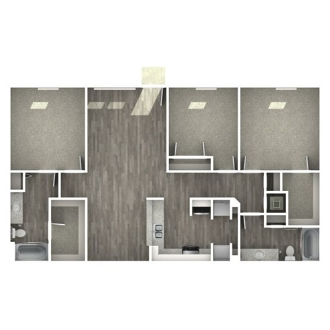 A series of images showing a room with a bed, a desk, and a chair.